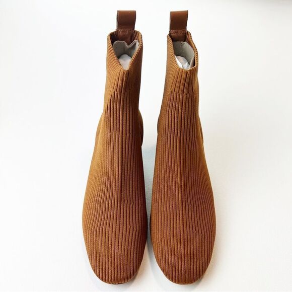 Everlane The Glove Boot Toffee Rib Knit Ankle Sock ReKnit Block Heel Sz 5.5 New - Picture 9 of 17
